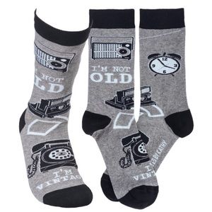 *NWT* “I’m not old, I’m vintage” Cute, Funny Socks One Size Primitives By Kathy